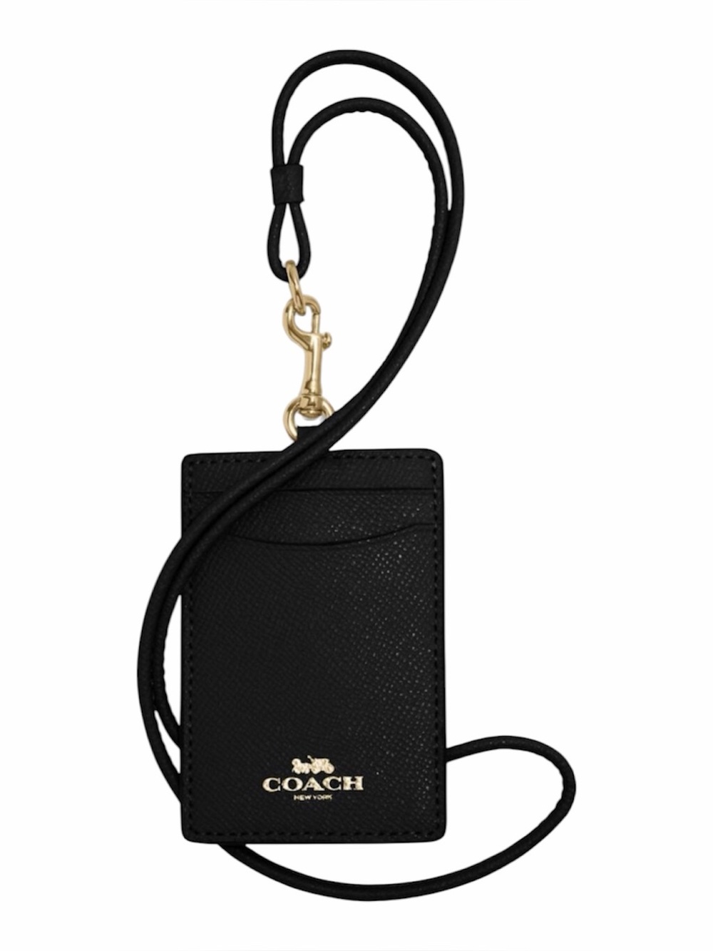 NWT Coach Black Leather Cardholder Lanyard with Gold Hardware - Picture 5 of 5